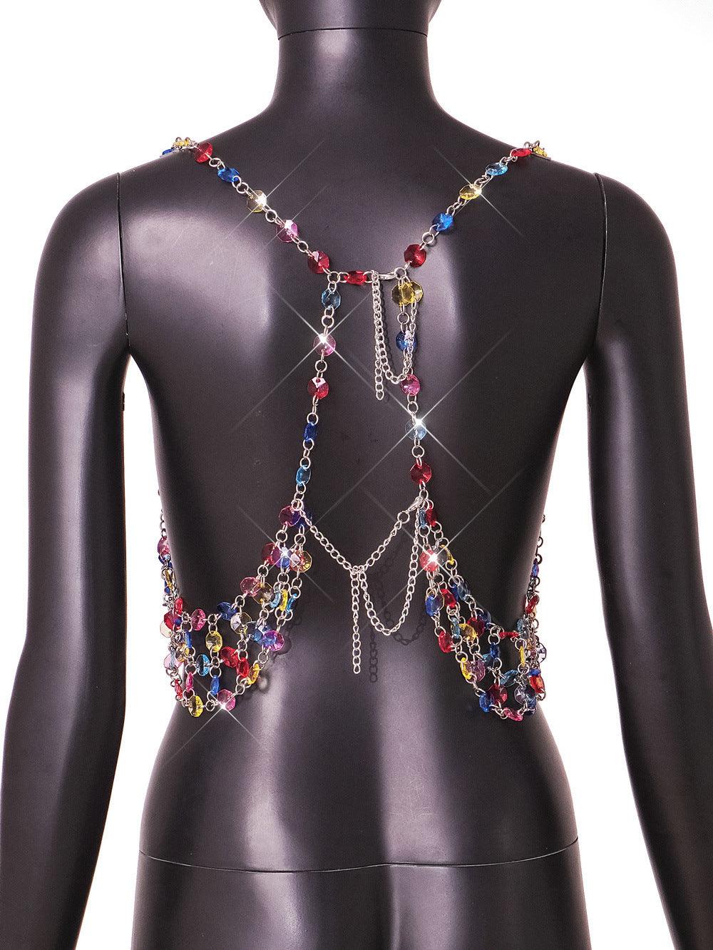 Fashion Color Gem Stitching Vest - Trendha