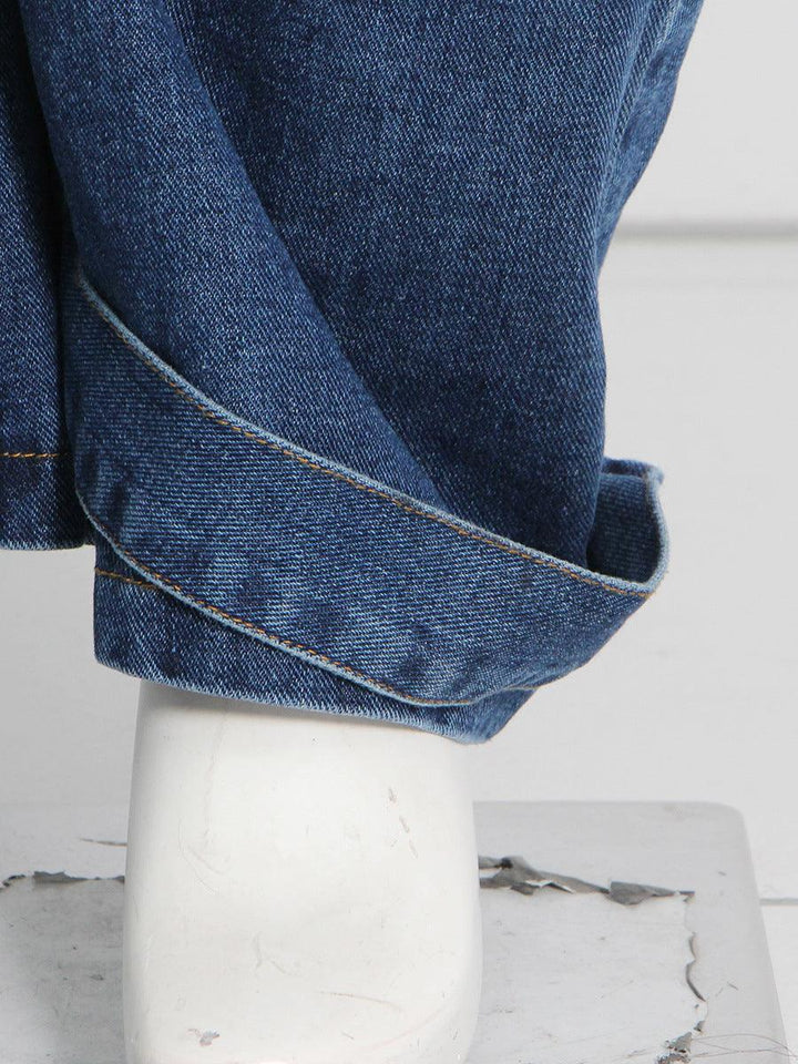 Fashion High-waisted Personalized Stitching Denim Trousers - Trendha