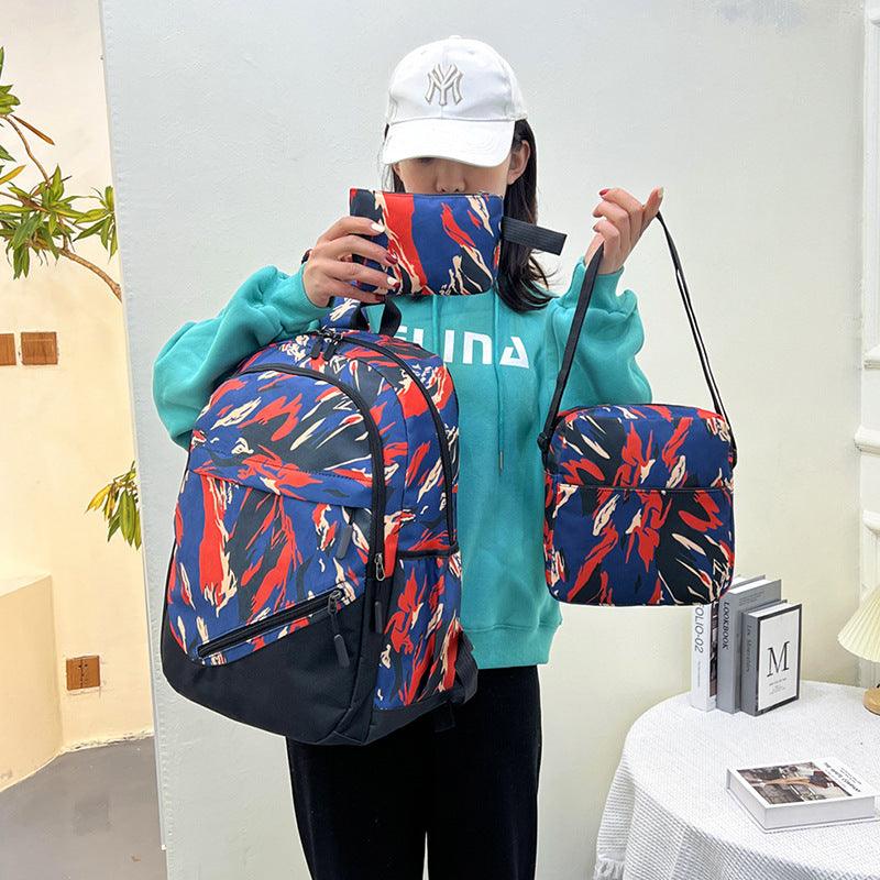 Fashion Personality Canvas Camouflage Multi-pocket Backpack - Trendha