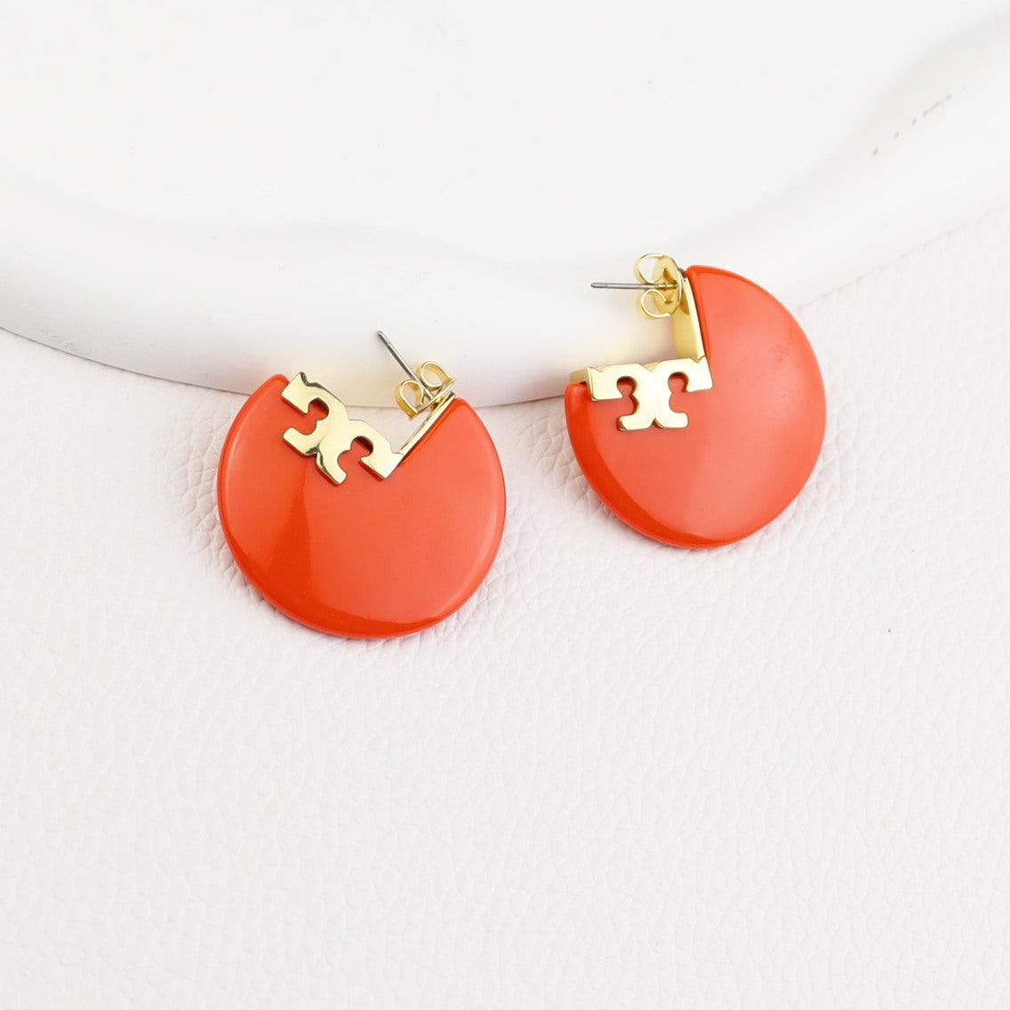 Fashion Resin Semicircle Irregular Letter Earrings - Trendha