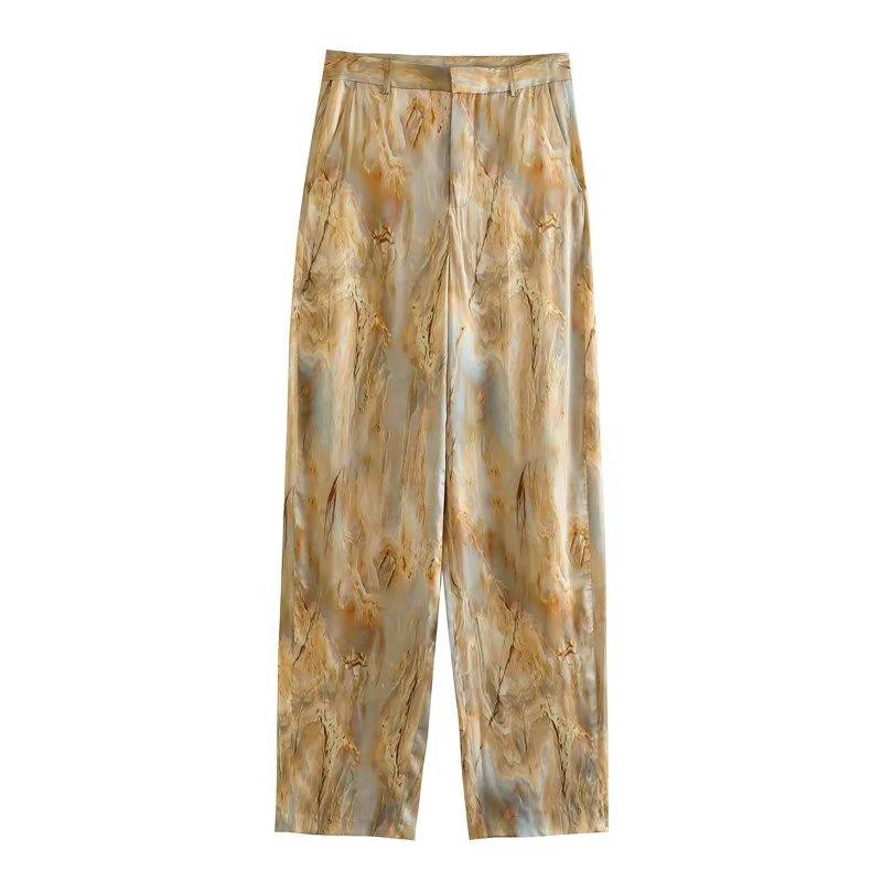 Fashion Simple Asymmetric Tie-dye Printed Shirt Straight-leg Pants Suit - Trendha