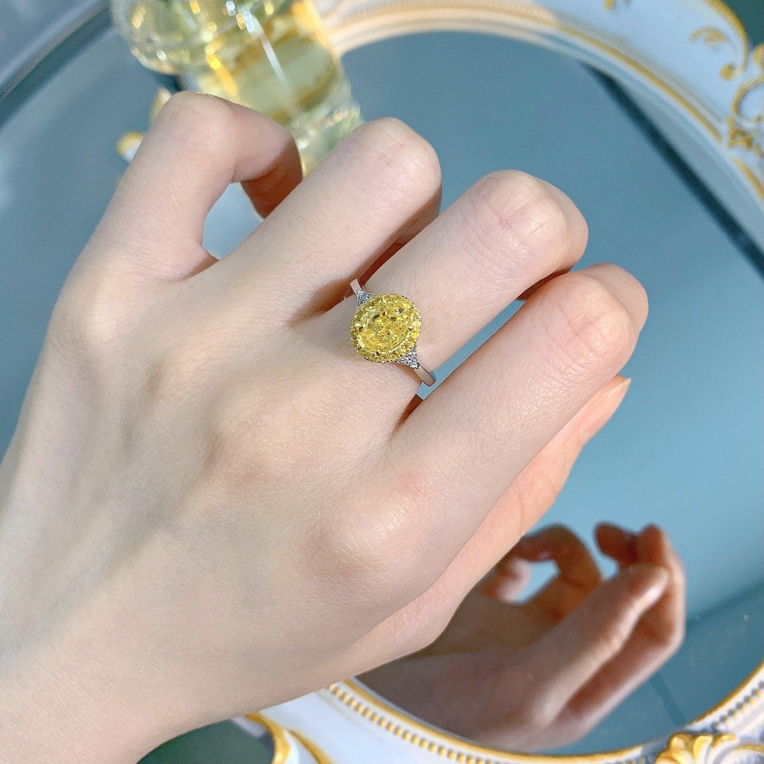 Yellow Faceted Silver Ring