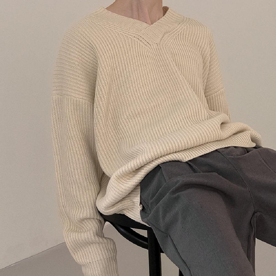 Fashion V-neck Sweater Men's Long Sleeve - Trendha