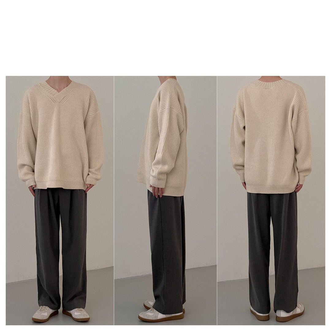 Fashion V-neck Sweater Men's Long Sleeve - Trendha