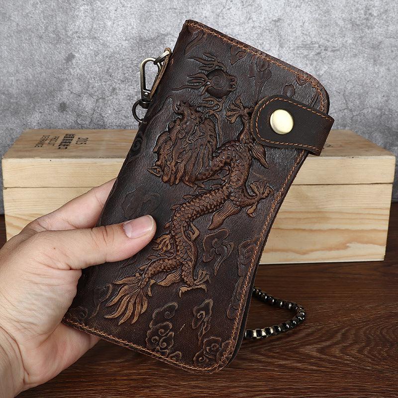 Fashion Vintage Crazy Horse Leather Men's Wallet Embossed - Trendha