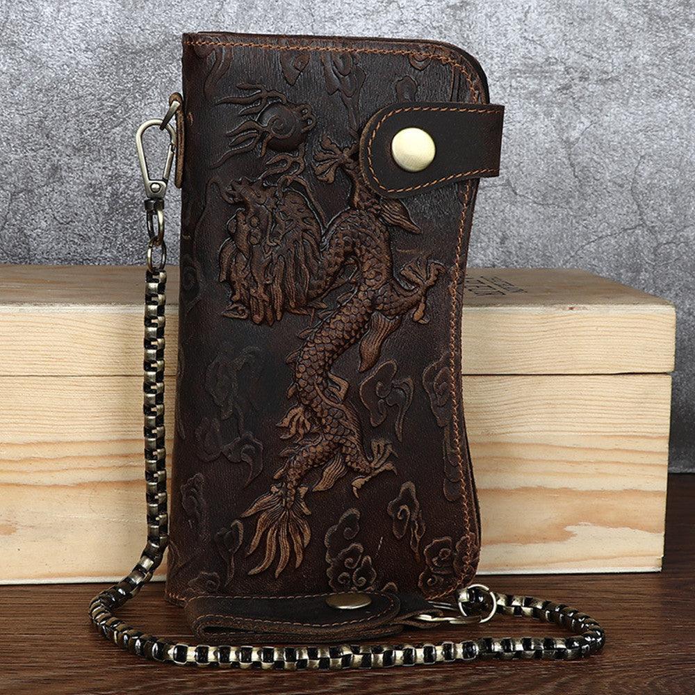 Fashion Vintage Crazy Horse Leather Men's Wallet Embossed - Trendha