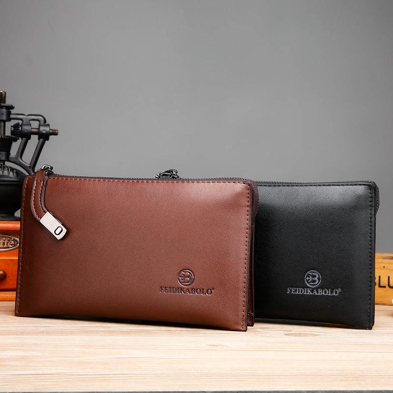 Fashion Wallet Men's Long Zipper Business Handbag Soft Leather - Trendha