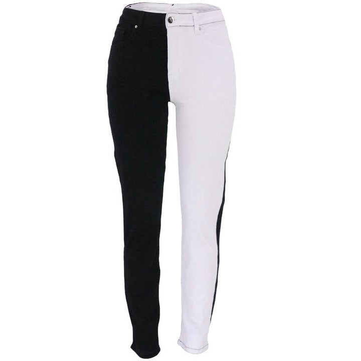 Fashionable Stretch Contrast Color Straight High Waist Jeans For Women - Trendha