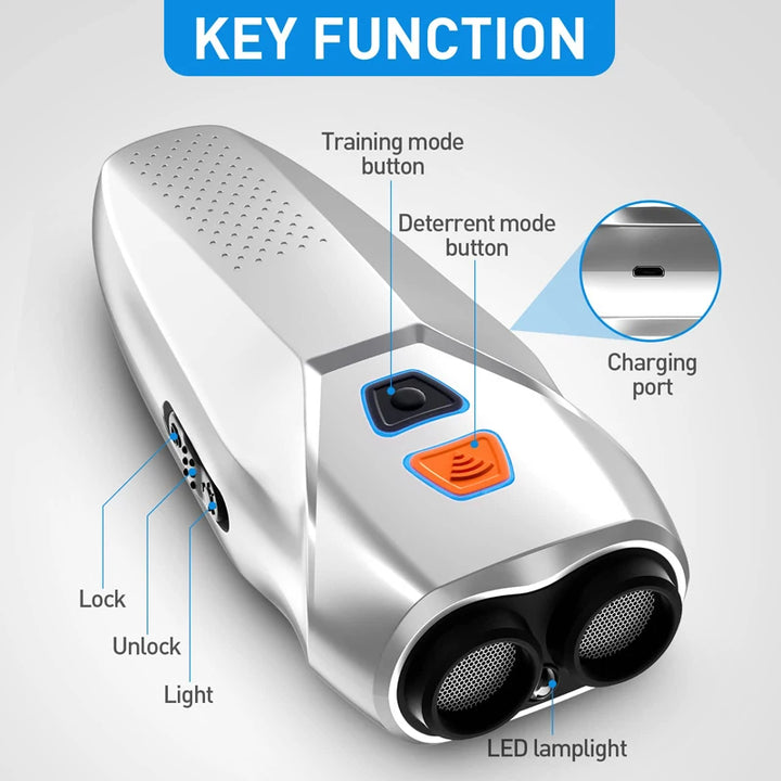 Ultrasonic Dog Repeller with LED Flashlight and Dual Sensors