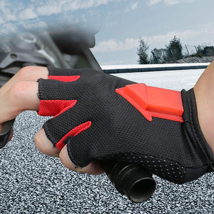 Black Cycling Thickened Warm Half Finger Gloves