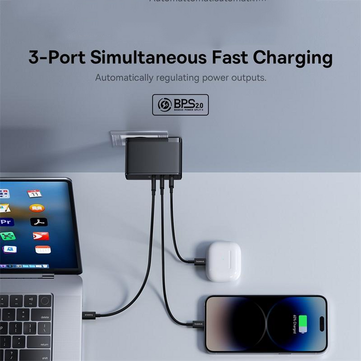 160W GaN Fast Charger: Triple-Port, High-Power USB-C & USB Travel Charger