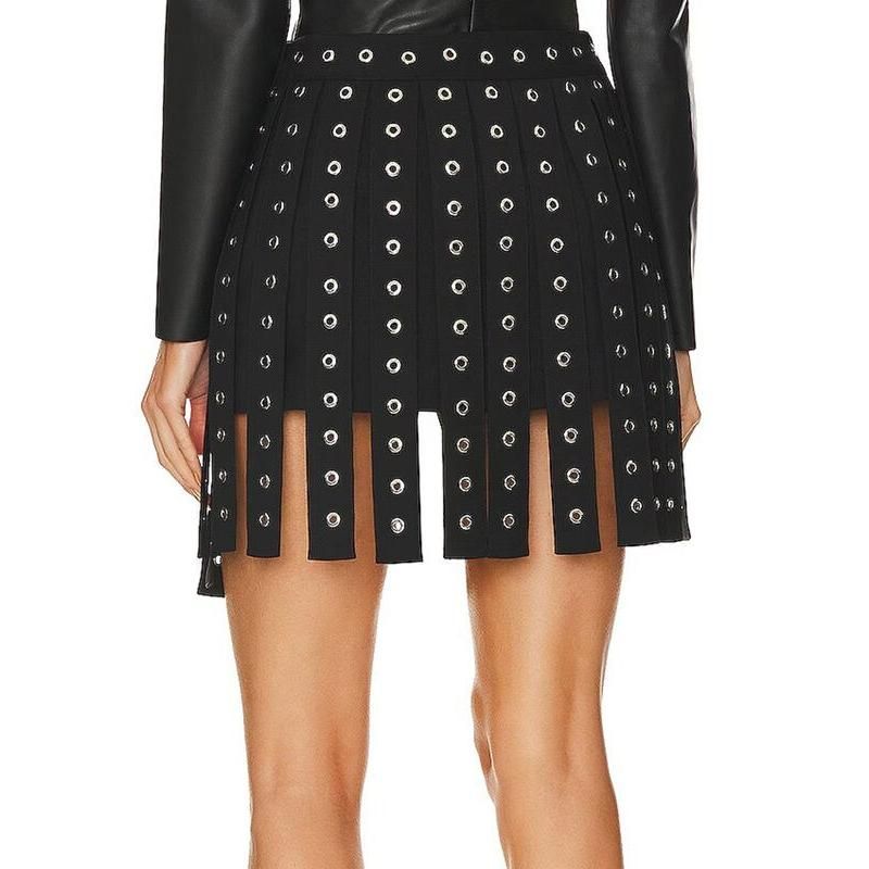 High Waist Patchwork Belt Mini Skirt