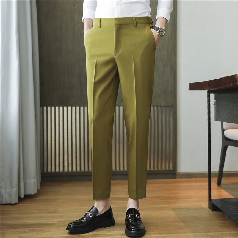 Men's Springsummer Draping Solid Color Casual Suit Pants Stretch Comfortable Suit Pants Trousers