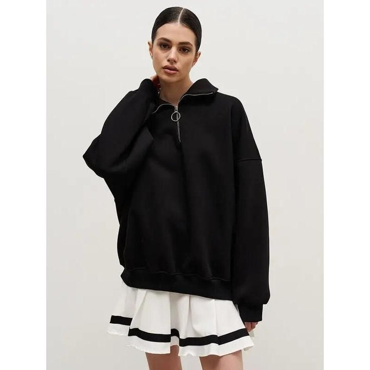 Women's Oversized Fleece-Lined Turtleneck Pullover