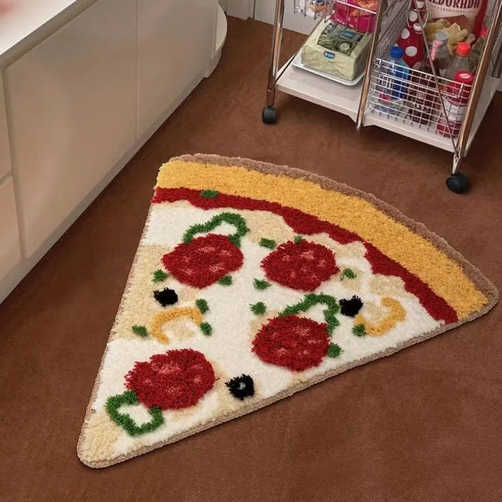 Fluffy Tufted Pizza Bath Mat