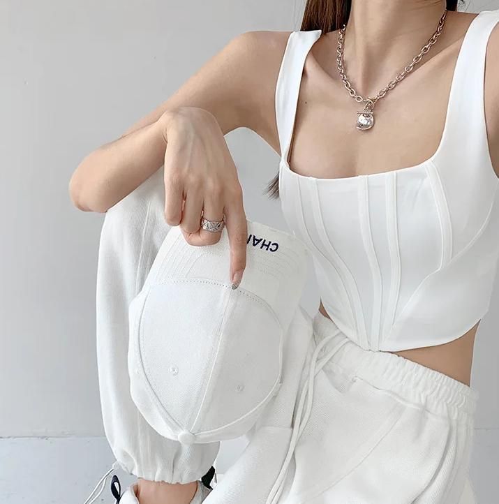 Square Neck Backless Crop Top