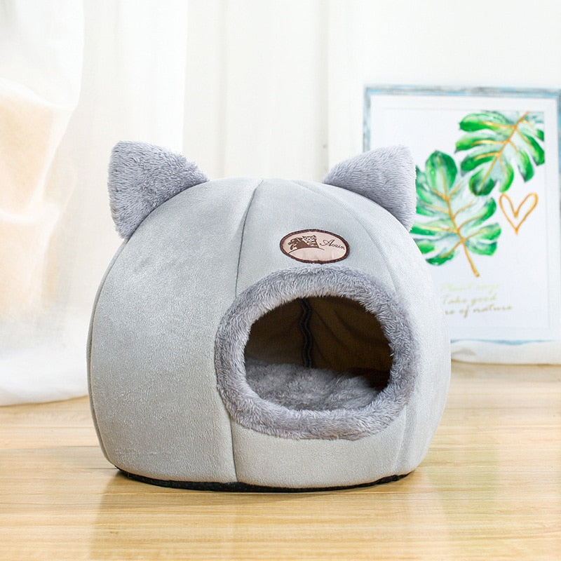 Cozy Cave Cat Bed - Winter Warmth Indoor Pet Nest for Cats and Small Dogs