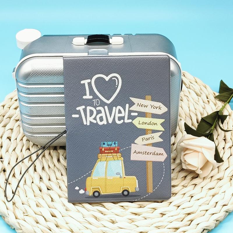 "I Love to Travel" PU Passport Cover