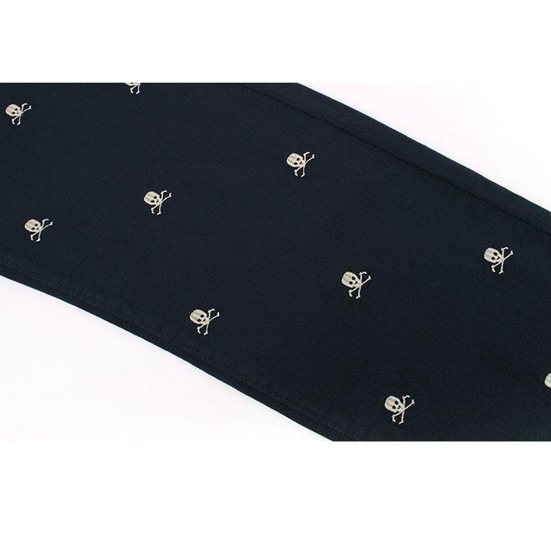 Female Tibetan Blue Skeleton Head Straight Tube Loose Relaxed Pants - Trendha