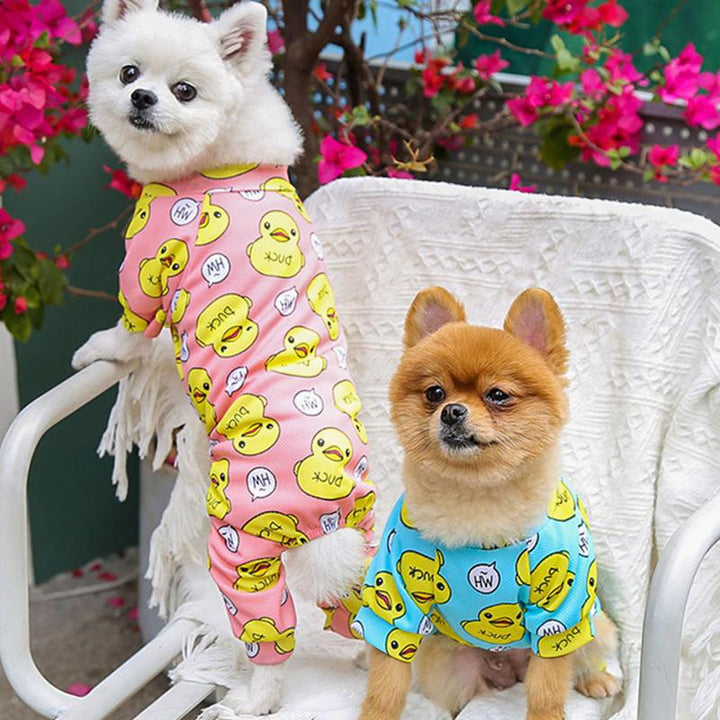 Cozy Cotton Duck Print Dog Romper Pajamas