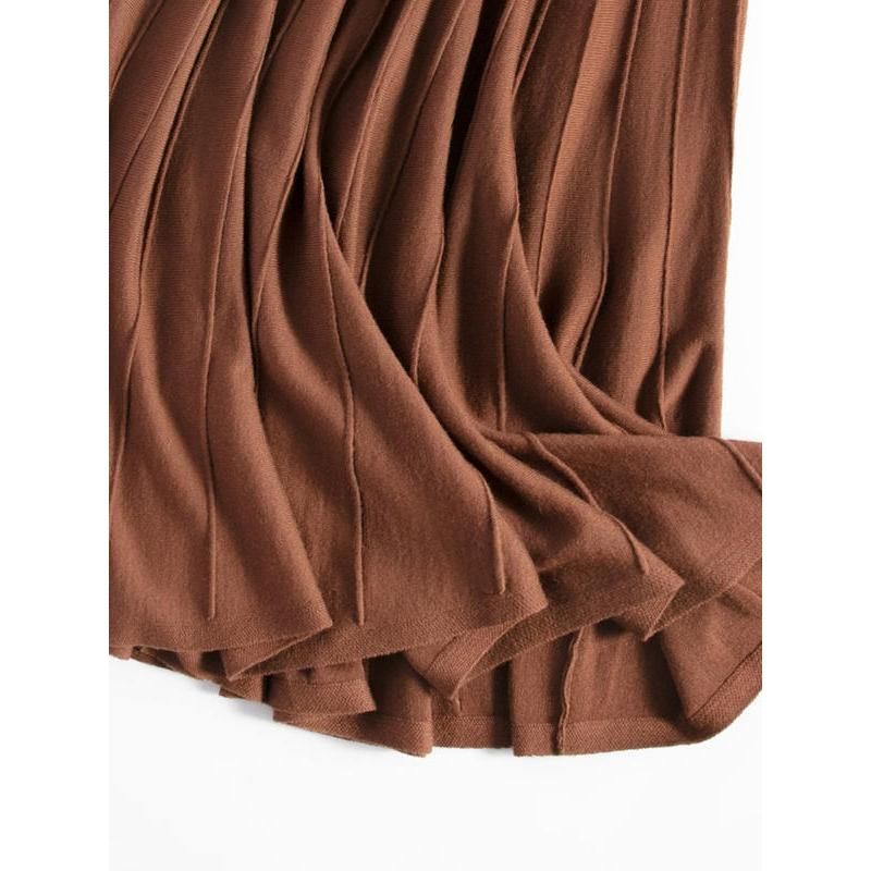 Elegant Mid-Calf Pleated Wool Skirt