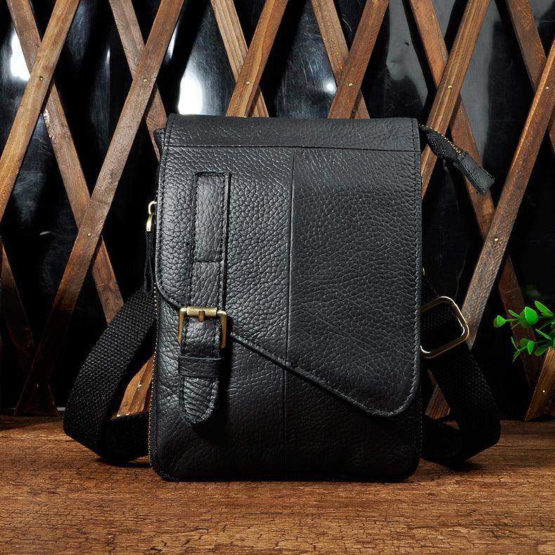 First Layer Oil Wax Leather Cowhide 8 One Shoulder Oblique Cross Chest Bag - Trendha