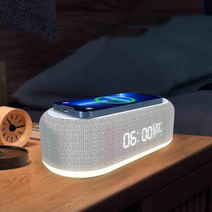 Four-in-one Small Night Lamp Alarm Clock Wireless Charger - Trendha