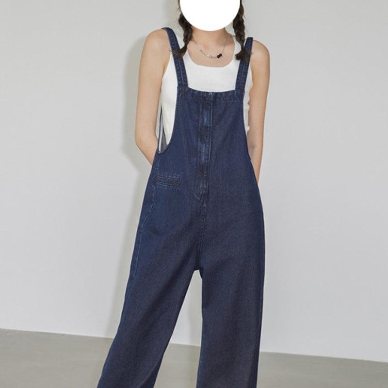 French Denim Suspender Pants Summer Women&