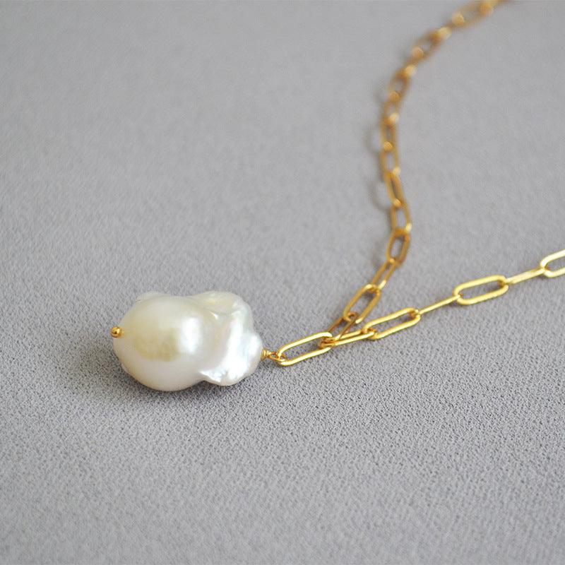 Freshwater Fish Tail Beads Shaped Baroque Pearl Pendant Simple Elegant Necklace - Trendha