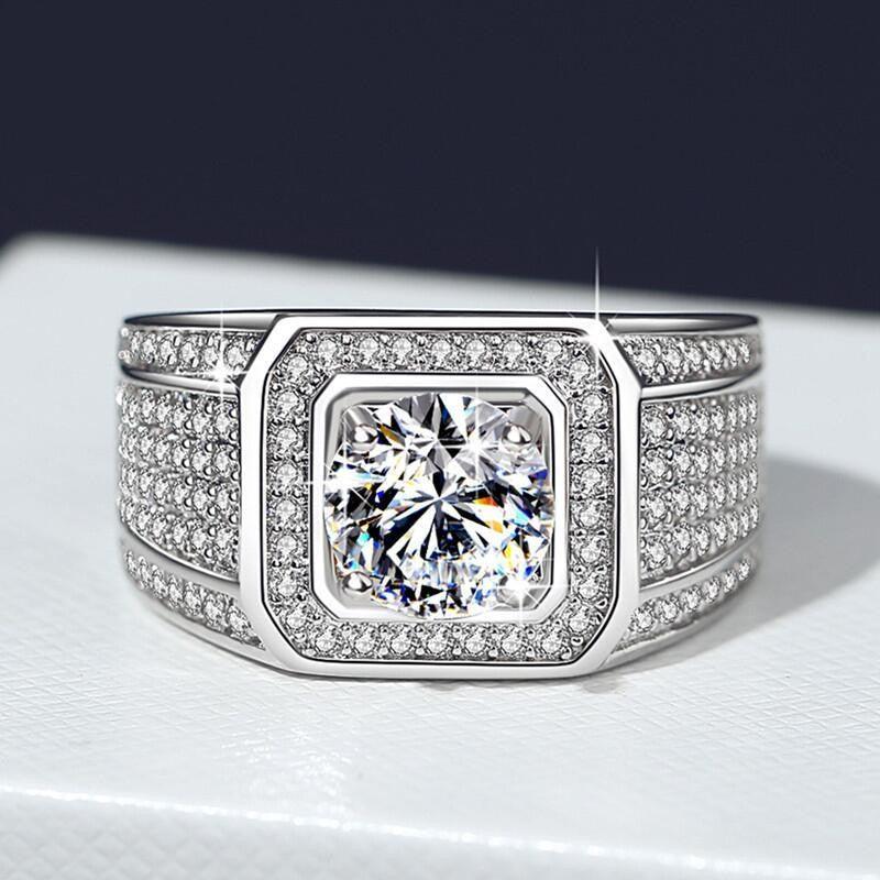 Full Diamond Inlaid Men's Diamond Ring - Trendha