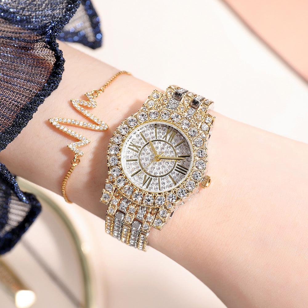 Full Rhinestone Starry Bracelet Waterproof Quartz Watch - Trendha