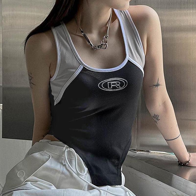 Functional Stitching And Contoured Hem Suspender Vest - Trendha