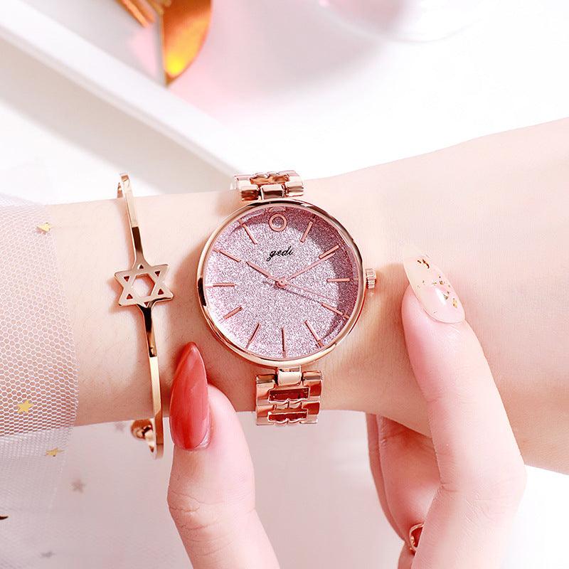 GEDI New Starry Fashion Women's Watch Student Trendy Steel Belt Watch Internet Celebrity Same Simple Ins Style Women's Watch - Trendha