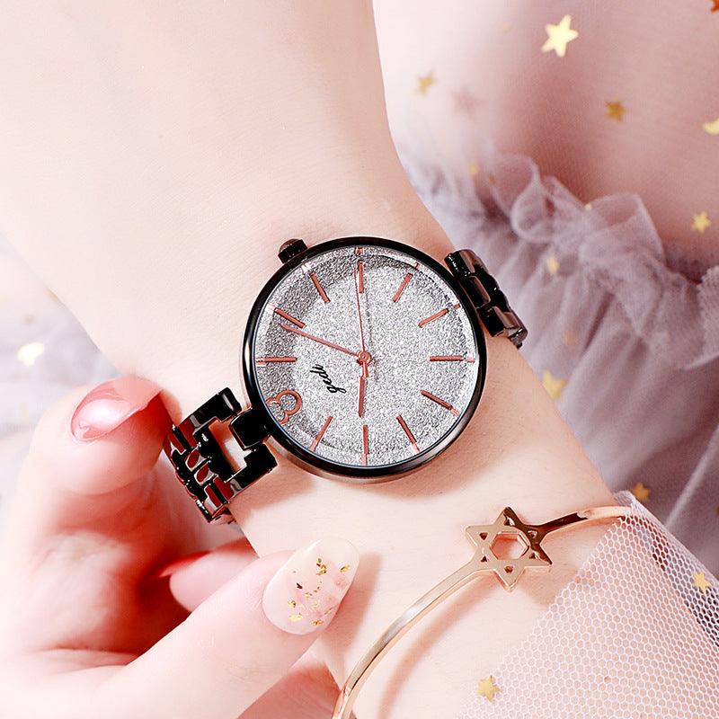 GEDI New Starry Fashion Women's Watch Student Trendy Steel Belt Watch Internet Celebrity Same Simple Ins Style Women's Watch - Trendha