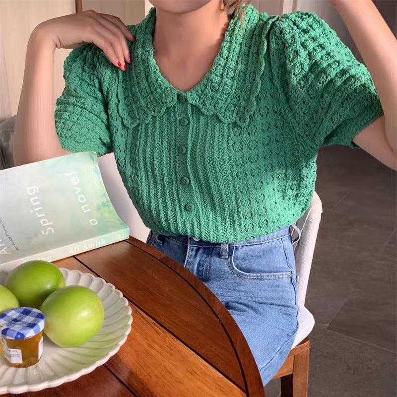Gentle Hand Crocheting Hollow Knitted Short Sleeve - Trendha