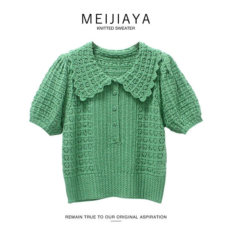 Gentle Hand Crocheting Hollow Knitted Short Sleeve - Trendha