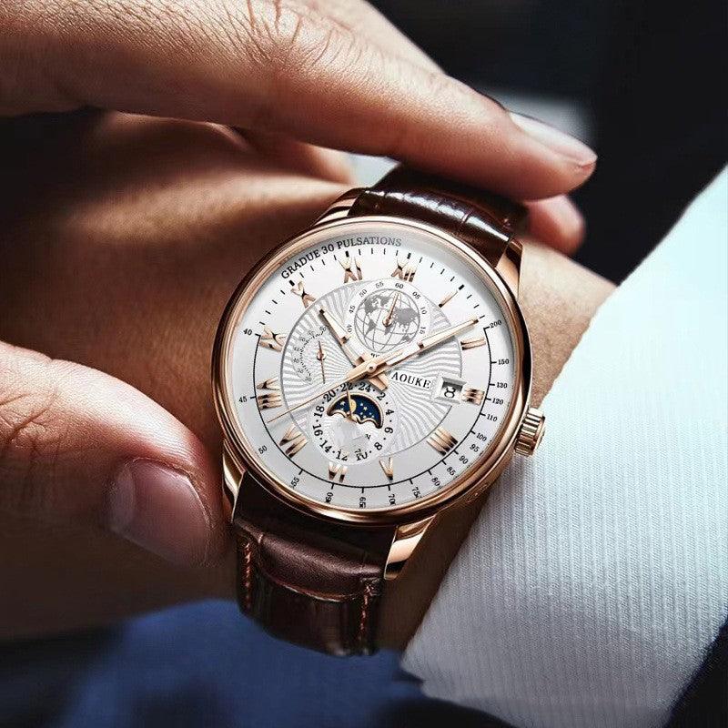 Genuine Leather Watch Men's Luminous Calendar Quartz - Trendha