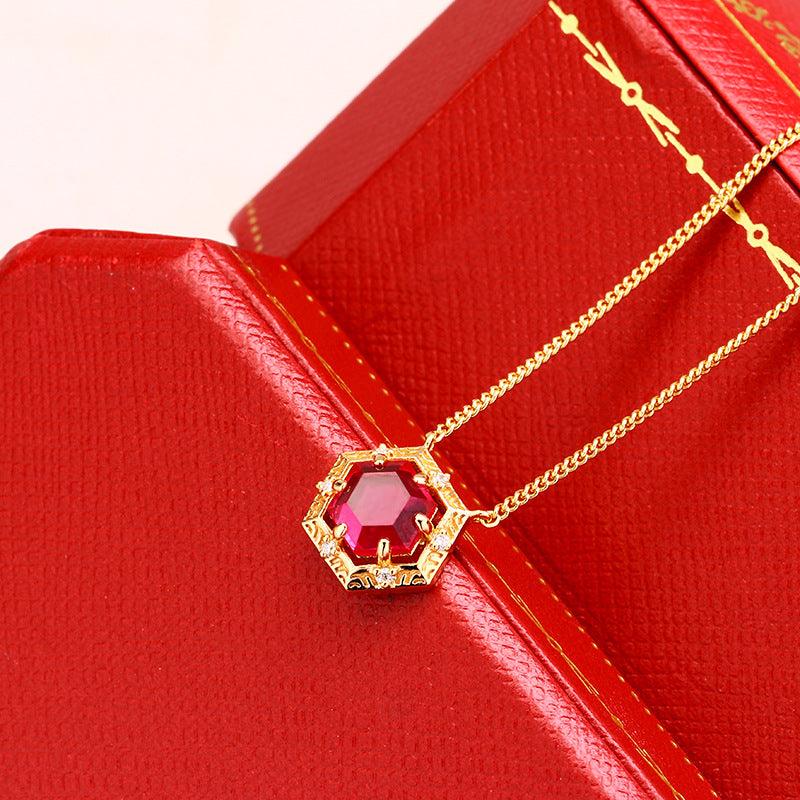 Geometric Hexagonal Antique Necklace - Trendha