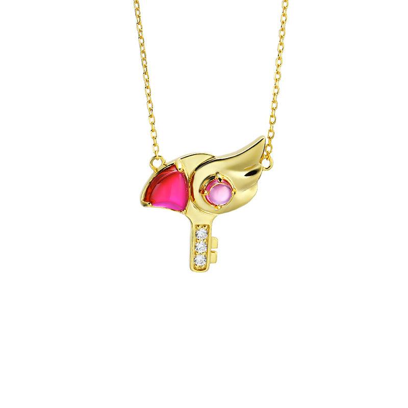 Girl Cherry Bird Head Seal Key Necklace - Trendha