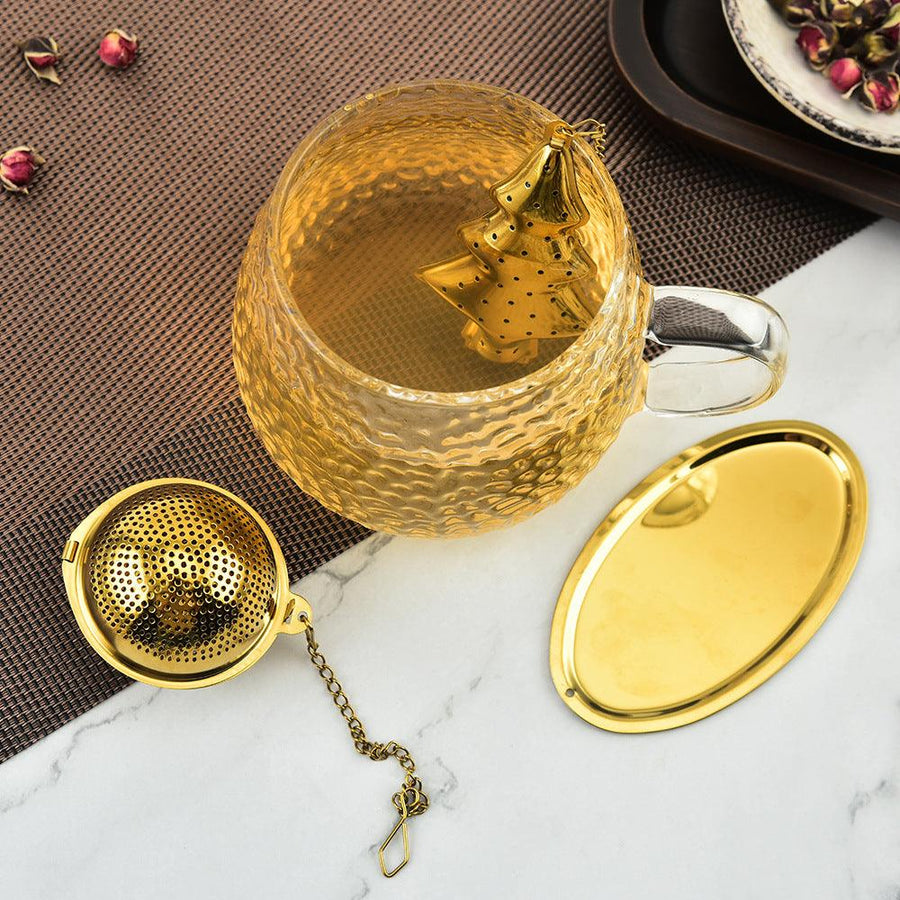 Gold Pendant Chain Tea Ball Stainless Steel Filtration Office Tea Making Device - Trendha