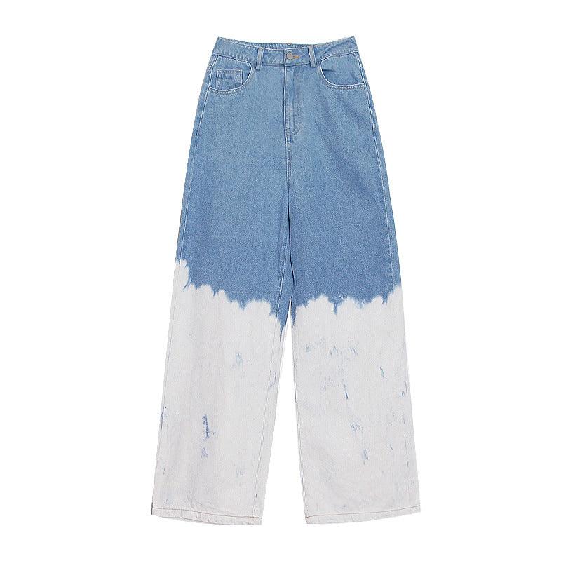 Gradient Tie Dyed Wash High Waist Straight Jeans - Trendha