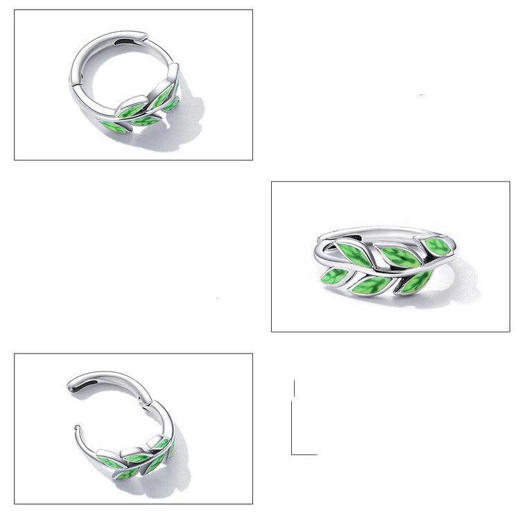 Green Zircon Simple Green Branch Earrings - Trendha