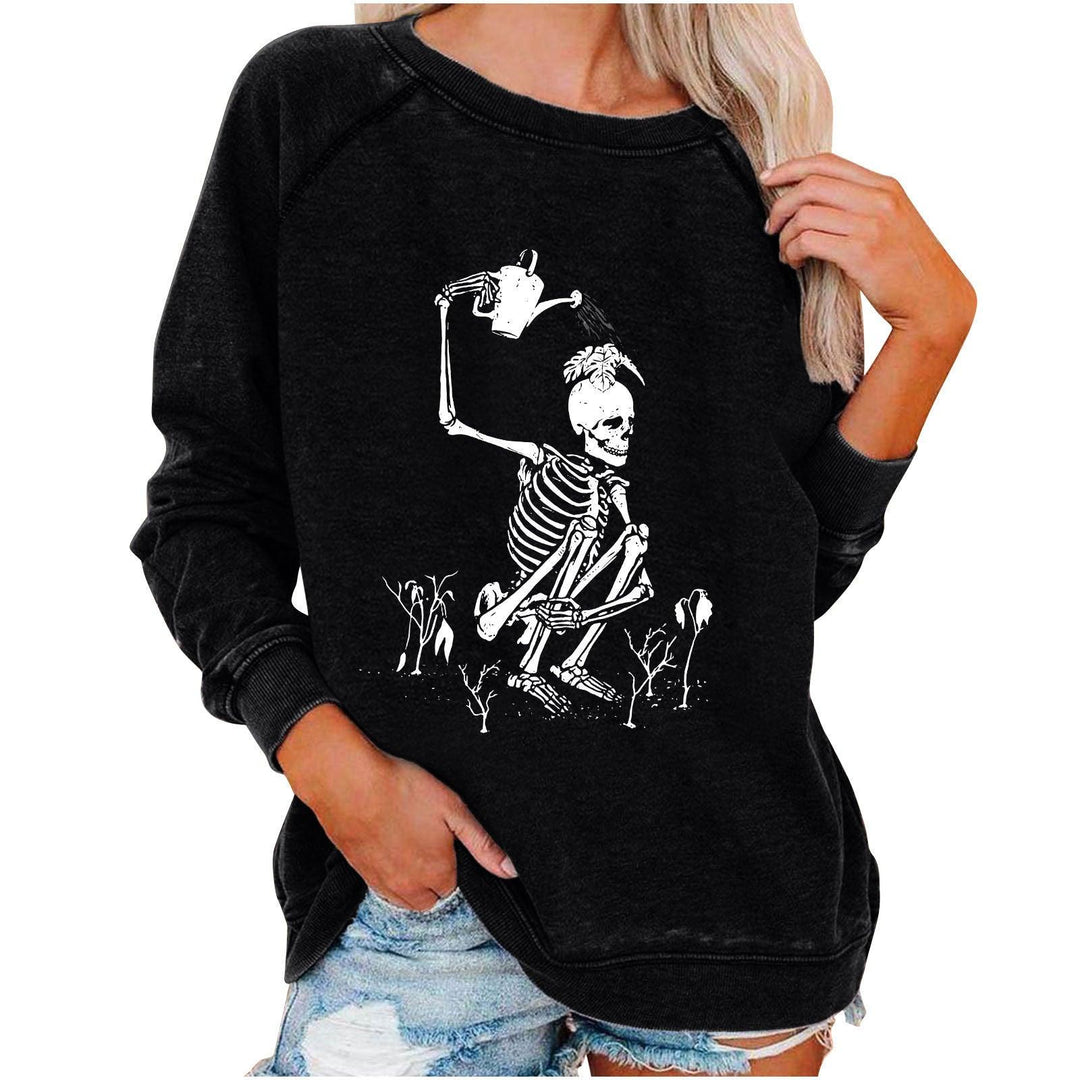 Halloween Skull Funky Print Sweatshirt For Women - Trendha