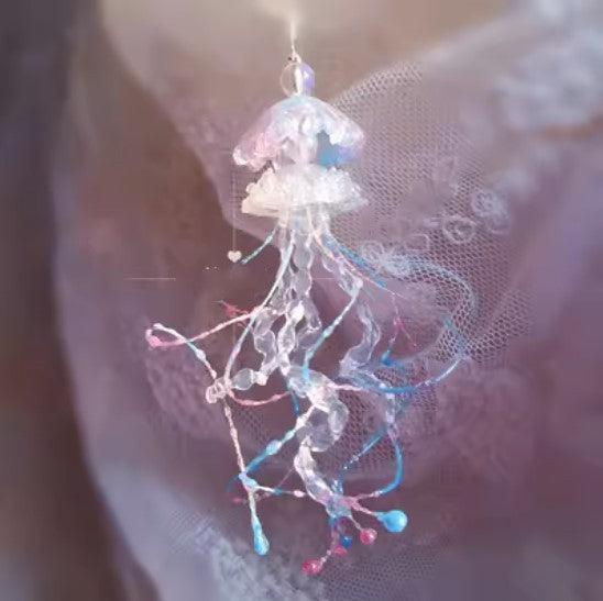 Handmade Unicorn Pink Blue Jellyfish Long Ear Clip Accessories - Trendha