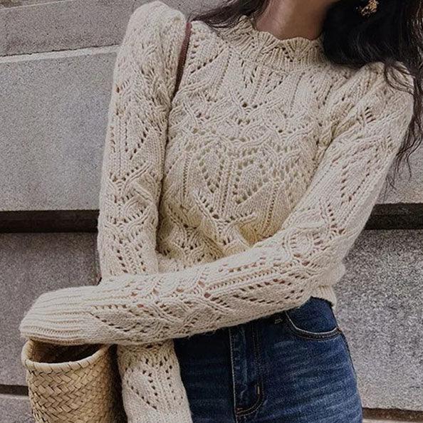 Heavy Work Hollow-out Crochet Knitted Air Conditioning Shirt - Trendha