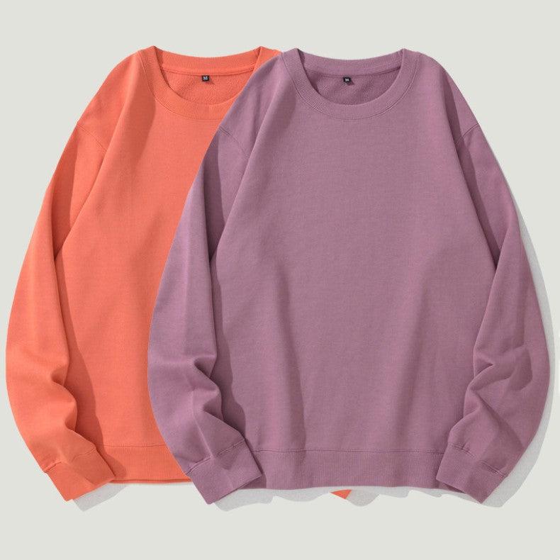 Heavyweight Round Neck Sweater Thickened Terry Solid Color Couple - Trendha
