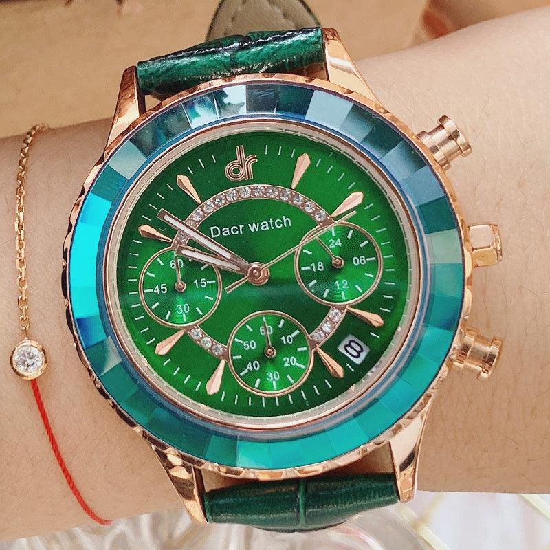 High Appearance Horizontal Refraction Mirror Six Pin Wrist Watch - Trendha