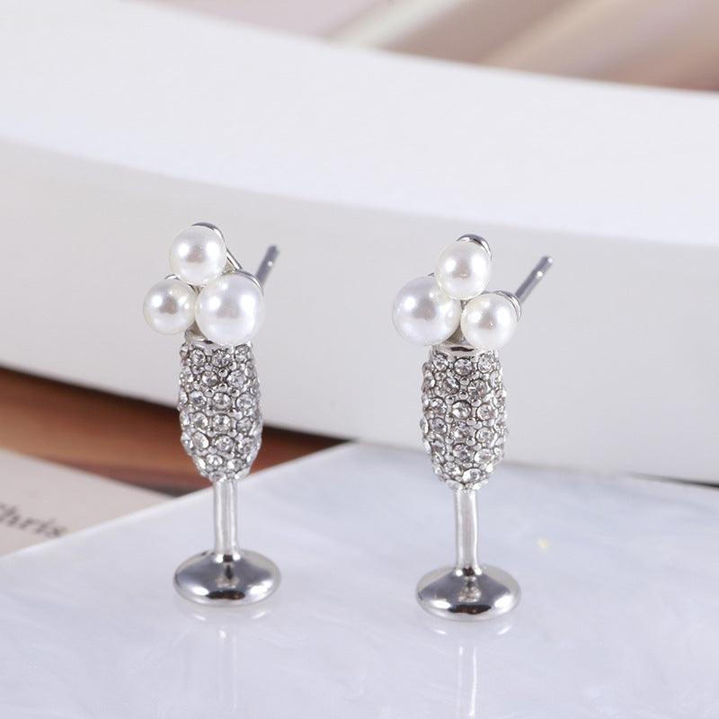 High Cup Earrings With Pearl Inlay Design - Trendha