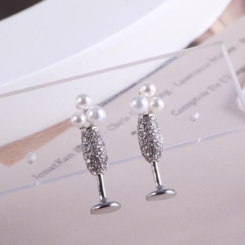 High Cup Earrings With Pearl Inlay Design - Trendha