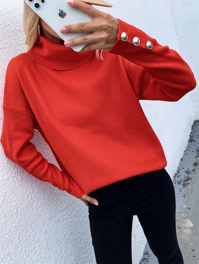 High-neck Women's New Multi-panel Pullover Sweater - Trendha